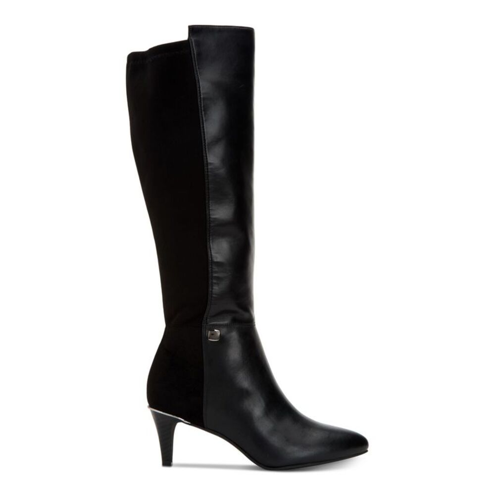 ALFANI Womens Black Stretch Hakuu Almond Toe Kitten Heel Boots 10 M WC - Picture 3 of 4